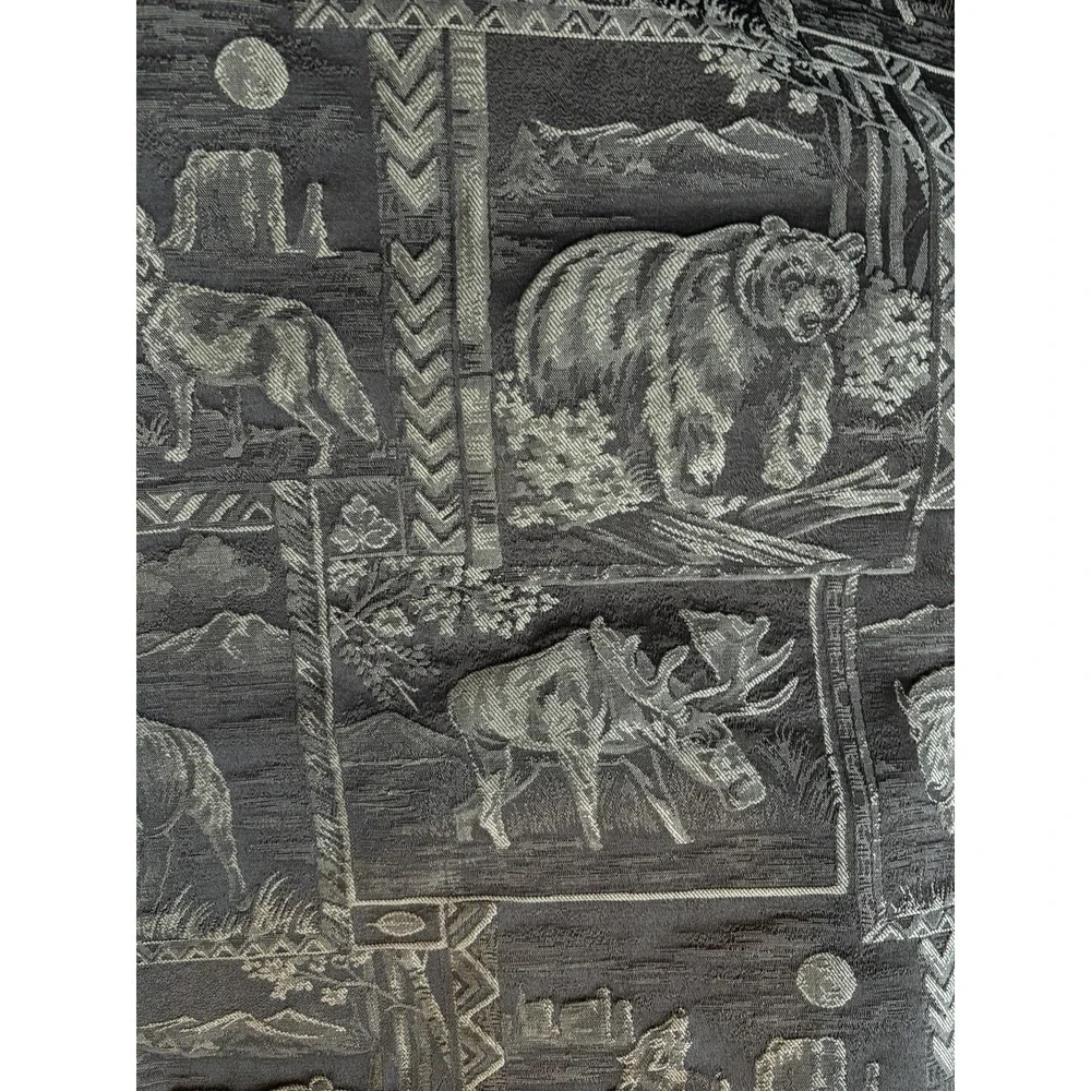 Fabric Piece Upholstery Drapery Tapestry Moose Bear Wolf Buffalo Pattern 56 X 73